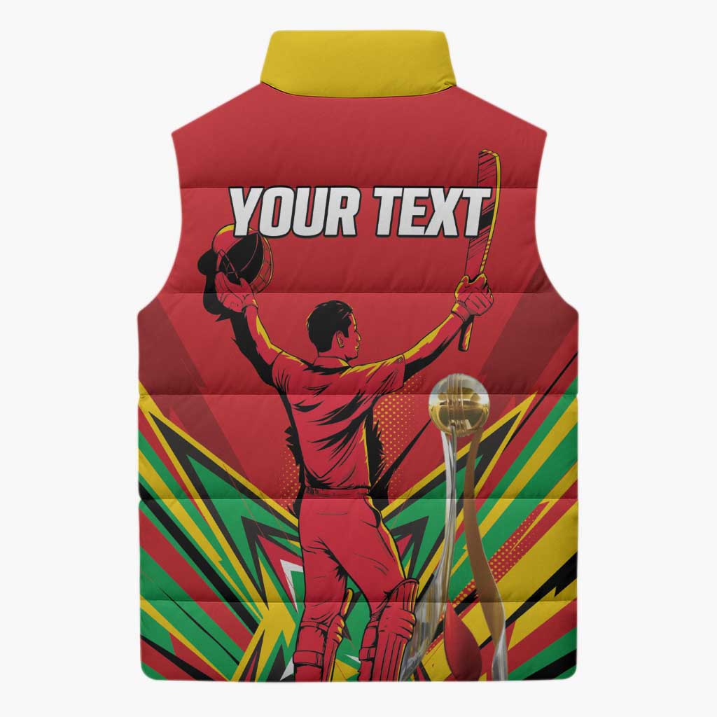 Personalized Amazon Warriors Champion Guyana Cricket Sleeveless Puffer Jacket - Wonder Print Shop