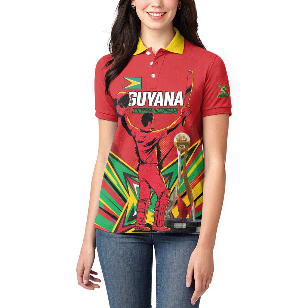 Personalized Amazon Warriors Champion Guyana Cricket Women Polo Shirt - Wonder Print Shop