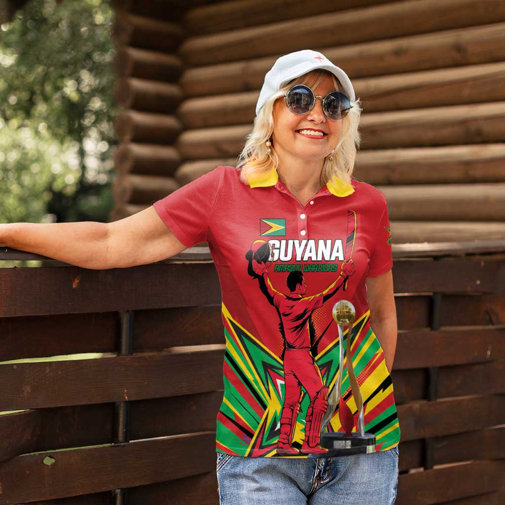Personalized Amazon Warriors Champion Guyana Cricket Women Polo Shirt - Wonder Print Shop