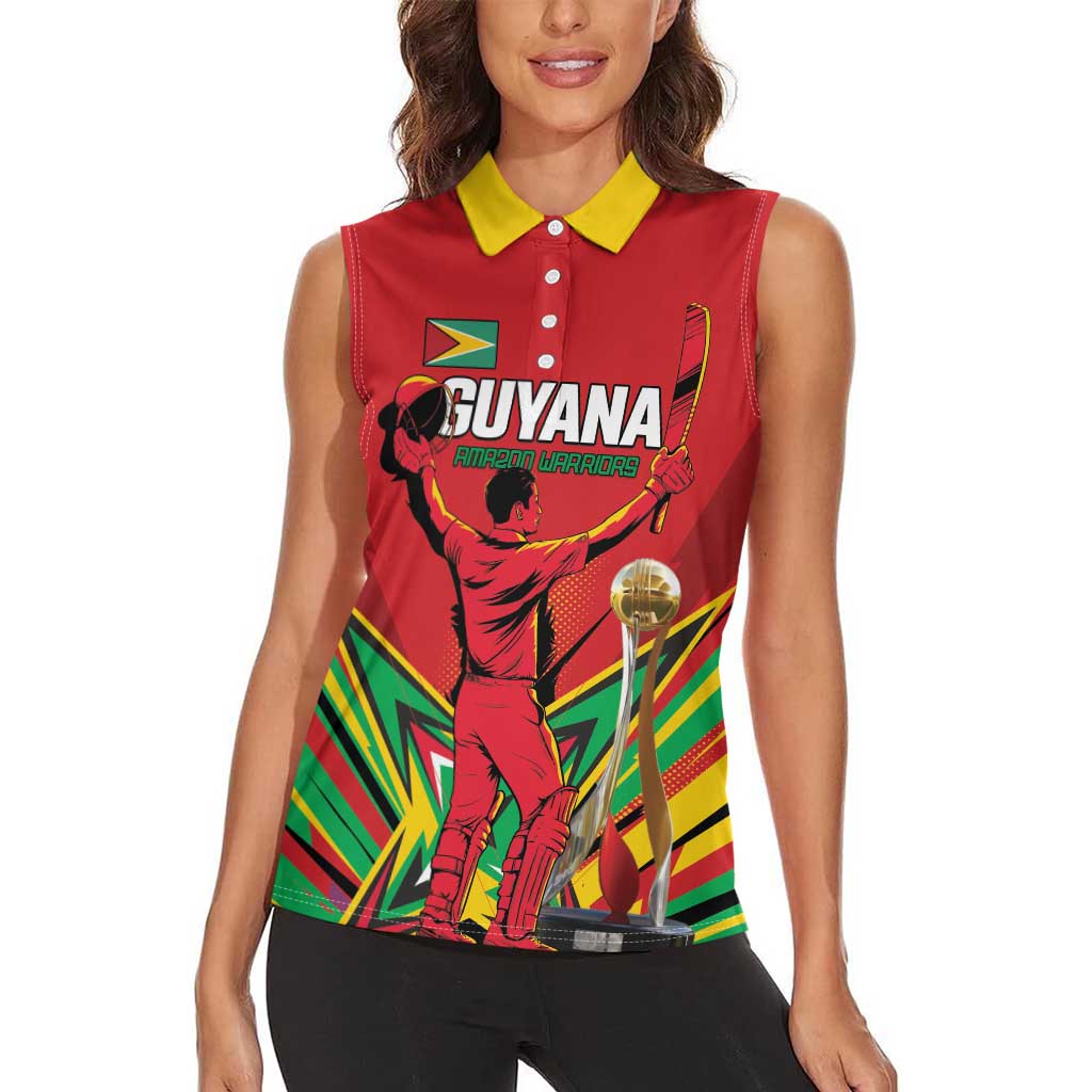 Personalized Amazon Warriors Champion Guyana Cricket Women Sleeveless Polo Shirt - Wonder Print Shop