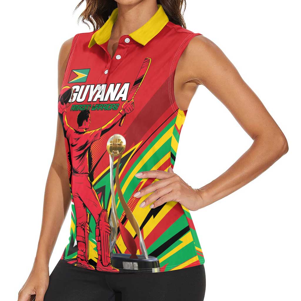 Personalized Amazon Warriors Champion Guyana Cricket Women Sleeveless Polo Shirt - Wonder Print Shop
