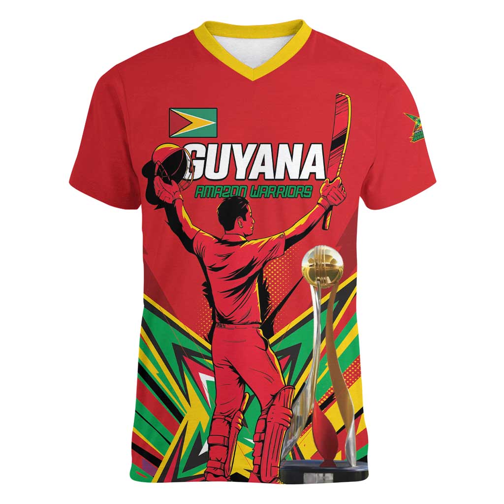 Personalized Amazon Warriors Champion Guyana Cricket Women V-Neck T-Shirt - Wonder Print Shop