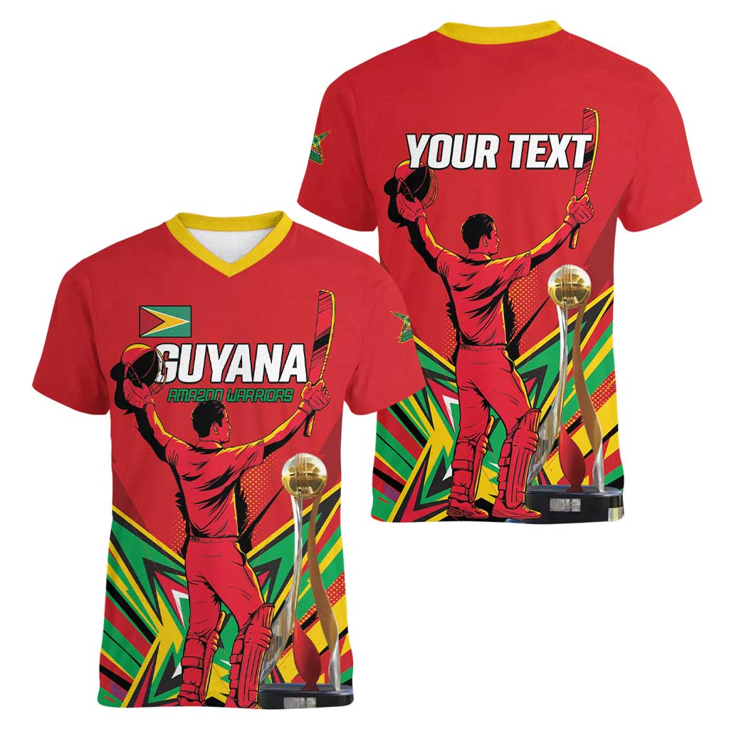 Personalized Amazon Warriors Champion Guyana Cricket Women V-Neck T-Shirt - Wonder Print Shop