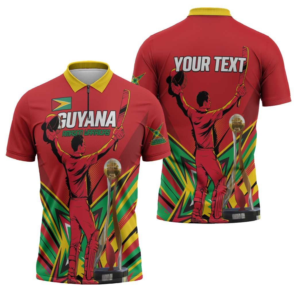 Personalized Amazon Warriors Champion Guyana Cricket Zipper Polo Shirt - Wonder Print Shop