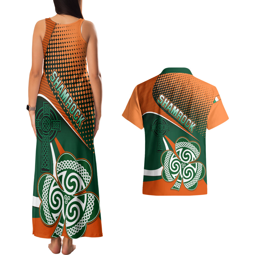 Ireland Rugby Couples Matching Tank Maxi Dress and Hawaiian Shirt Irish Shamrock Go 2023 World Cup - Wonder Print Shop