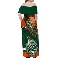 Ireland Rugby Off Shoulder Maxi Dress Irish Shamrock Go 2023 World Cup - Wonder Print Shop