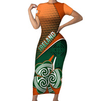 Ireland Rugby Short Sleeve Bodycon Dress Irish Shamrock Go 2023 World Cup - Wonder Print Shop