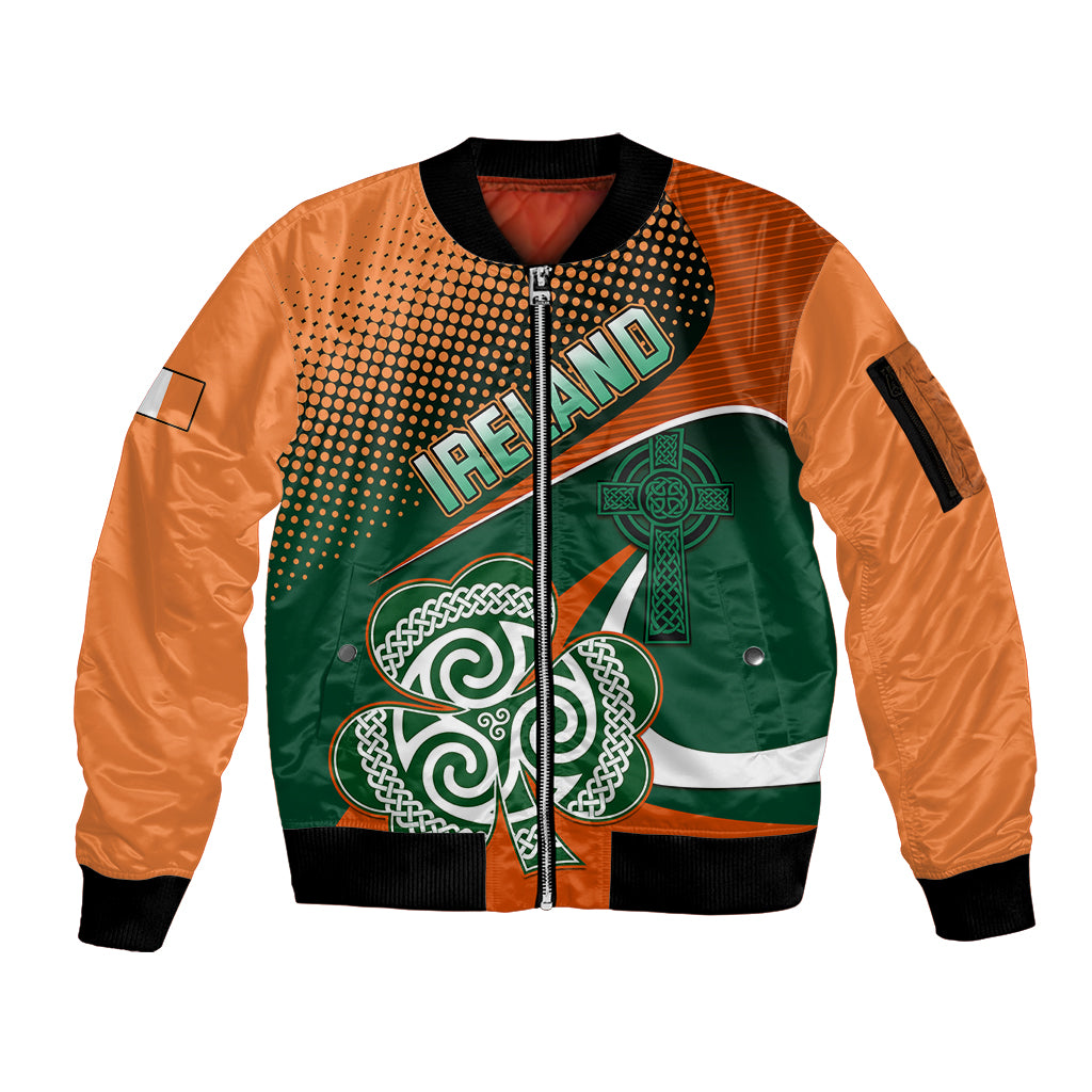 Ireland Rugby Sleeve Zip Bomber Jacket Irish Shamrock Go 2023 World Cup - Wonder Print Shop