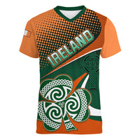 Ireland Rugby Women V Neck T Shirt Irish Shamrock Go 2023 World Cup - Wonder Print Shop