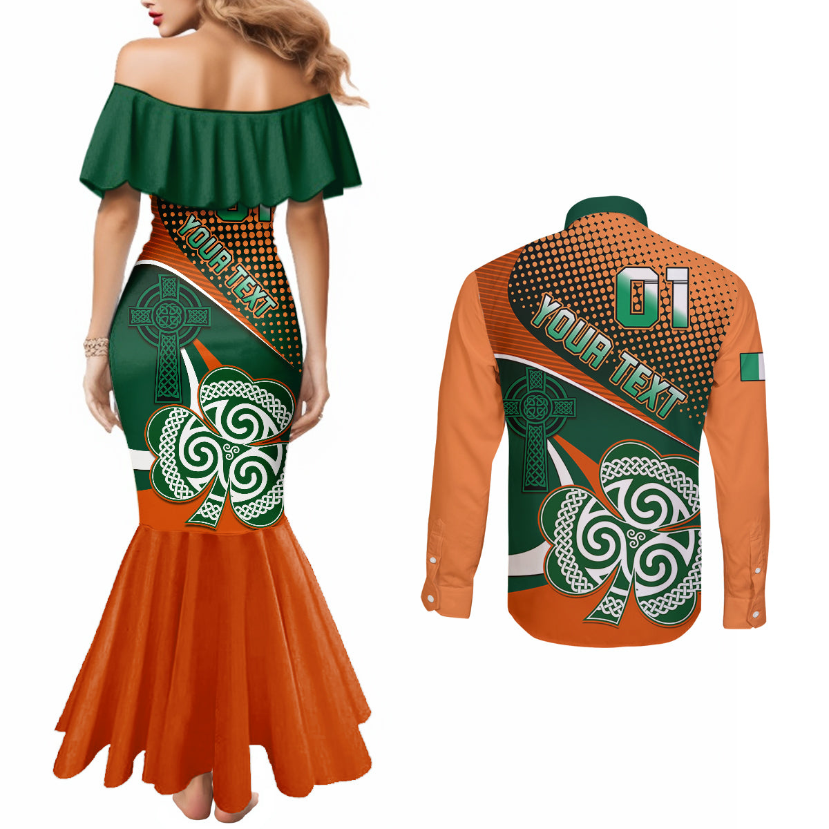 custom-ireland-rugby-couples-matching-mermaid-dress-and-long-sleeve-button-shirts-irish-shamrock-go-2023-world-cup