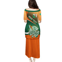 Custom Ireland Rugby Family Matching Puletasi Dress and Hawaiian Shirt Irish Shamrock Go 2023 World Cup - Wonder Print Shop
