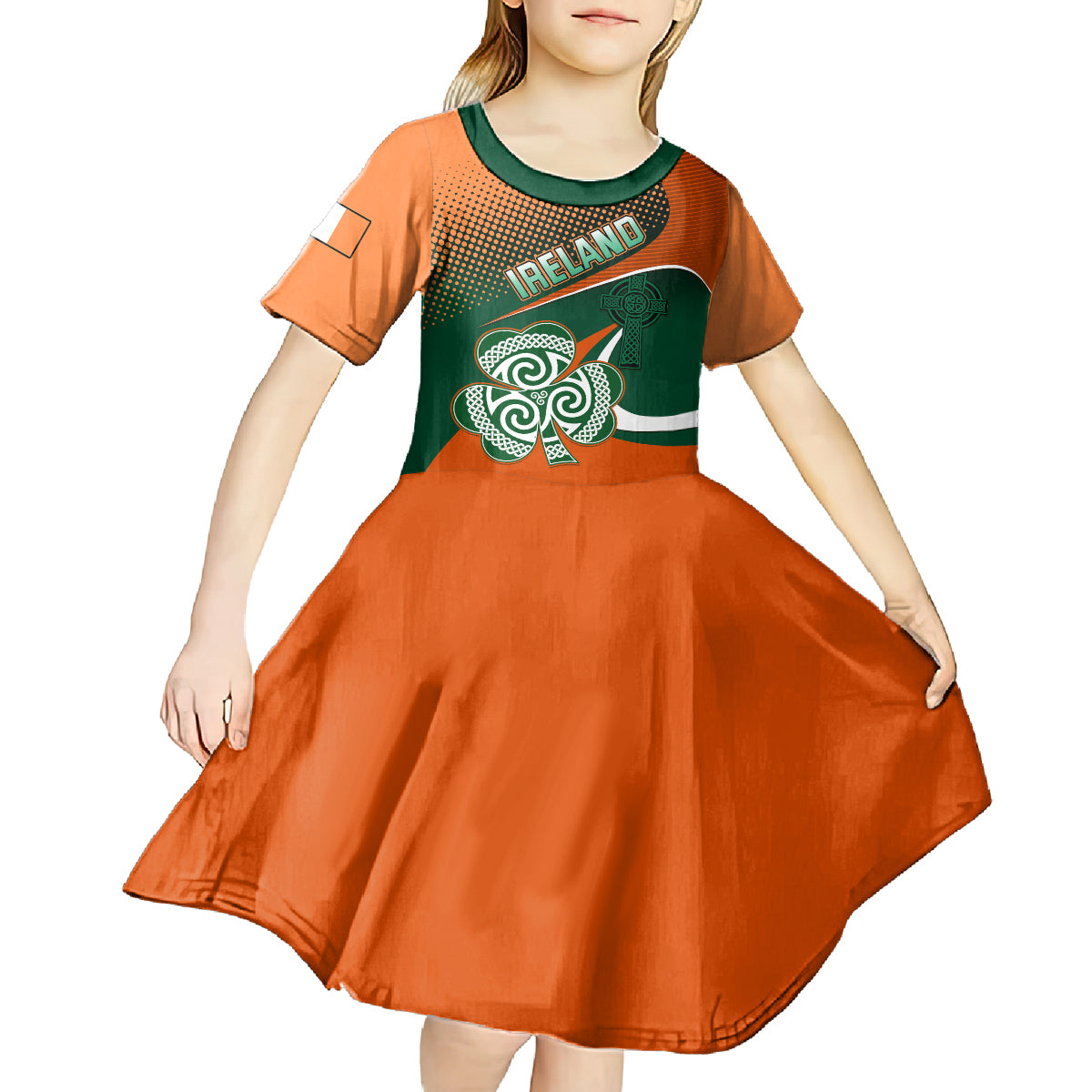 Custom Ireland Rugby Kid Short Sleeve Dress Irish Shamrock Go 2023 World Cup - Wonder Print Shop
