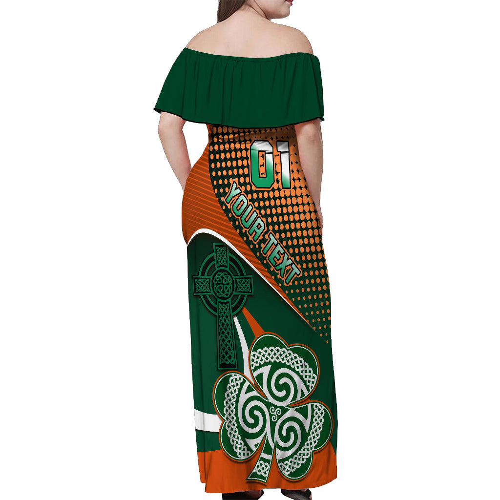 Custom Ireland Rugby Off Shoulder Maxi Dress Irish Shamrock Go 2023 World Cup - Wonder Print Shop