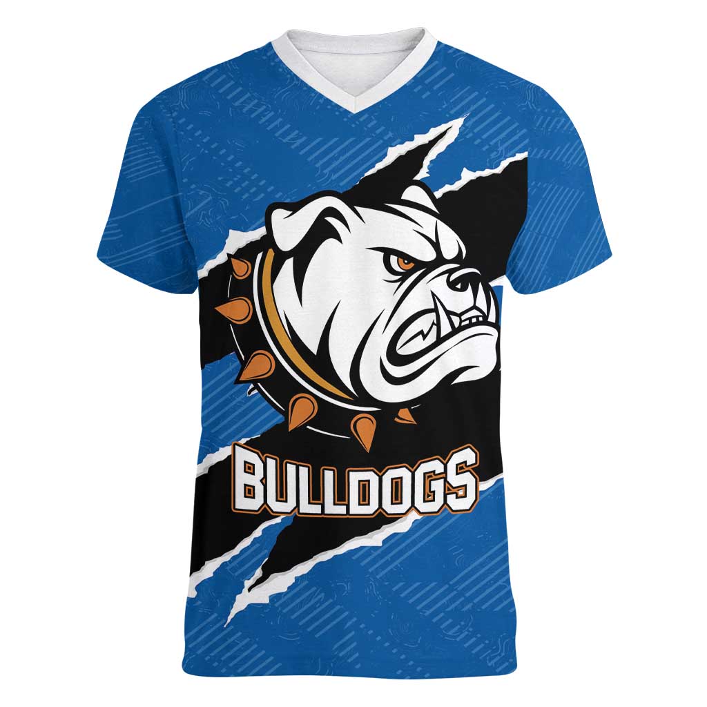Bulldogs Guatemala Rugby Custom Women V-Neck T-Shirt Seguimos Creciendo - Wonder Print Shop