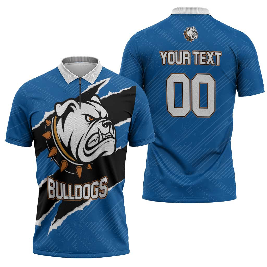Bulldogs Guatemala Rugby Custom Zipper Polo Shirt Seguimos Creciendo - Wonder Print Shop