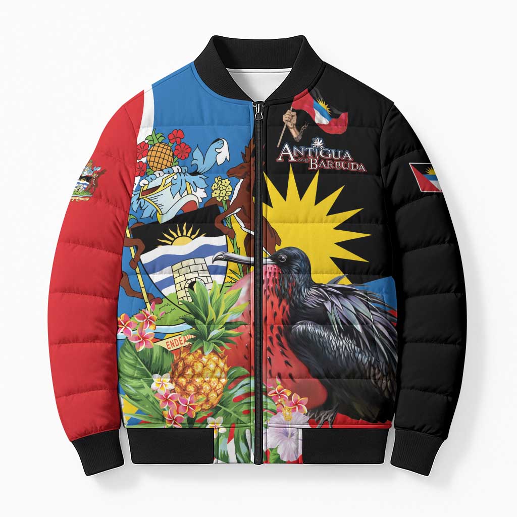 Antigua and Barbuda Magnificent Frigatebird Bomber Puffer Jacket Tropical Vibe - Wonder Print Shop
