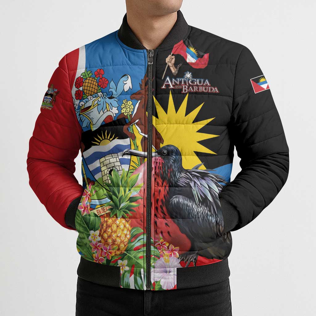 Antigua and Barbuda Magnificent Frigatebird Bomber Puffer Jacket Tropical Vibe - Wonder Print Shop