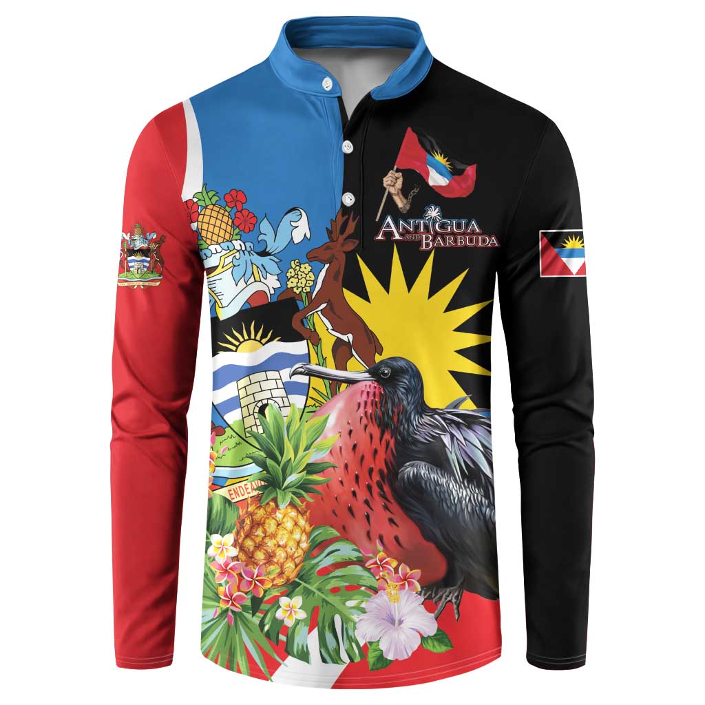 Antigua and Barbuda Magnificent Frigatebird Button Sweatshirt Tropical Vibe - Wonder Print Shop