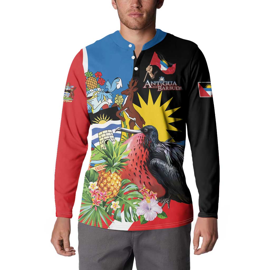 Antigua and Barbuda Magnificent Frigatebird Button Sweatshirt Tropical Vibe - Wonder Print Shop