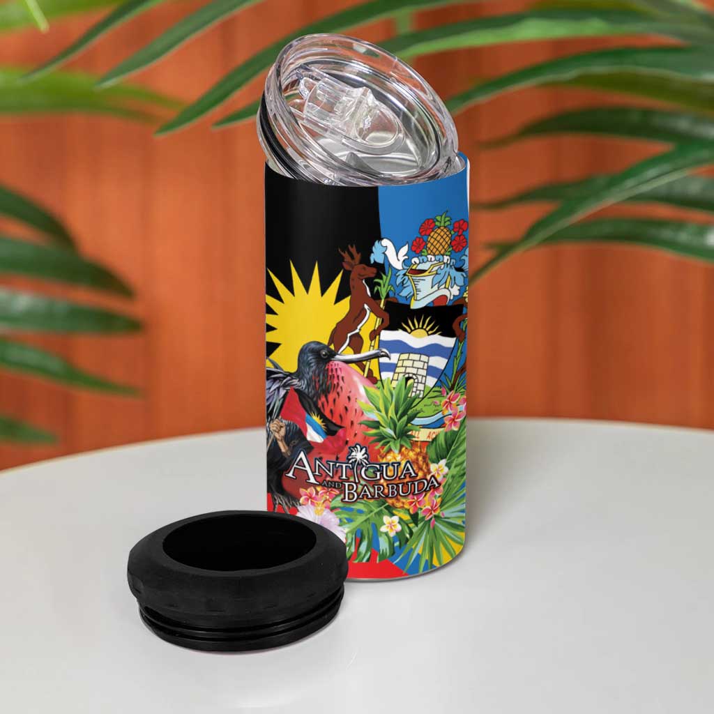 Antigua and Barbuda Magnificent Frigatebird 4 in 1 Can Cooler Tumbler Tropical Vibe - Wonder Print Shop