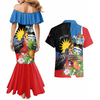 Antigua and Barbuda Magnificent Frigatebird Couples Matching Mermaid Dress and Hawaiian Shirt Tropical Vibe - Wonder Print Shop