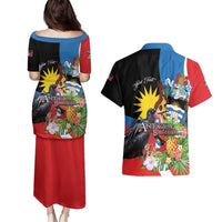 Antigua and Barbuda Magnificent Frigatebird Couples Matching Puletasi and Hawaiian Shirt Tropical Vibe - Wonder Print Shop