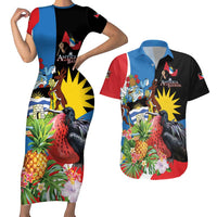 Antigua and Barbuda Magnificent Frigatebird Couples Matching Short Sleeve Bodycon Dress and Hawaiian Shirt Tropical Vibe - Wonder Print Shop