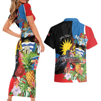 Antigua and Barbuda Magnificent Frigatebird Couples Matching Short Sleeve Bodycon Dress and Hawaiian Shirt Tropical Vibe - Wonder Print Shop