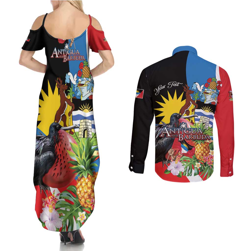 Antigua and Barbuda Magnificent Frigatebird Couples Matching Summer Maxi Dress and Long Sleeve Button Shirt Tropical Vibe - Wonder Print Shop