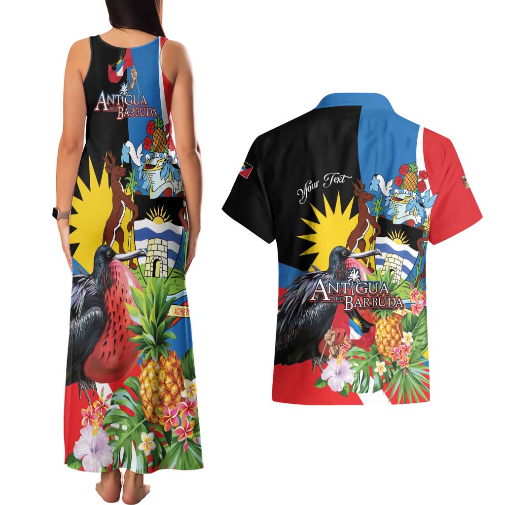 Antigua and Barbuda Magnificent Frigatebird Couples Matching Tank Maxi Dress and Hawaiian Shirt Tropical Vibe - Wonder Print Shop