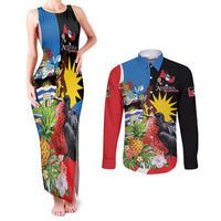 Antigua and Barbuda Magnificent Frigatebird Couples Matching Tank Maxi Dress and Long Sleeve Button Shirt Tropical Vibe - Wonder Print Shop