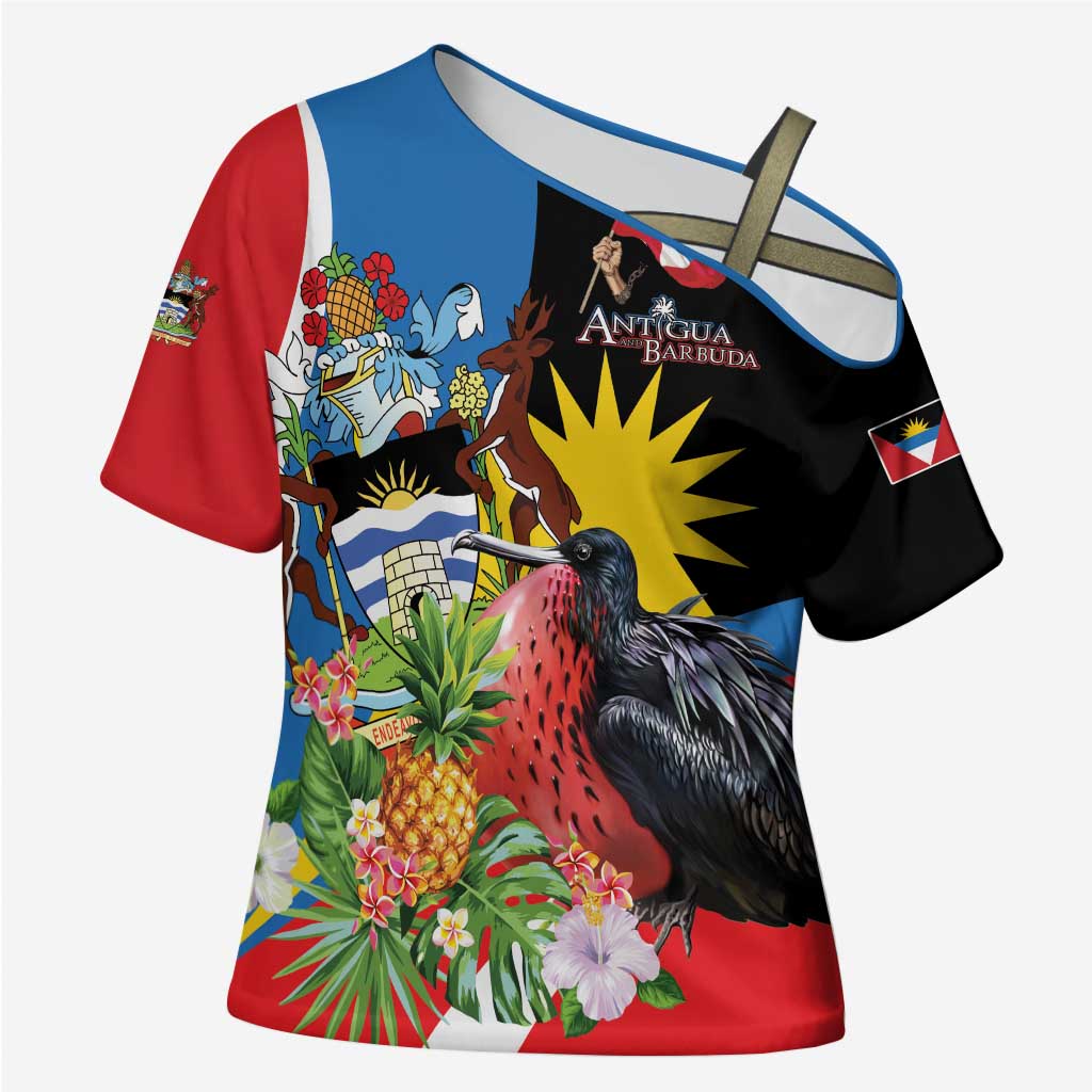 Antigua and Barbuda Magnificent Frigatebird Cross Shoulder Shirt Tropical Vibe - Wonder Print Shop
