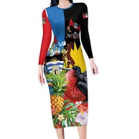 Antigua and Barbuda Magnificent Frigatebird Family Matching Long Sleeve Bodycon Dress and Hawaiian Shirt Tropical Vibe - Wonder Print Shop