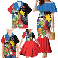 Antigua and Barbuda Magnificent Frigatebird Family Matching Mermaid Dress and Hawaiian Shirt Tropical Vibe - Wonder Print Shop