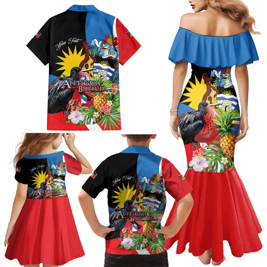 Antigua and Barbuda Magnificent Frigatebird Family Matching Mermaid Dress and Hawaiian Shirt Tropical Vibe - Wonder Print Shop