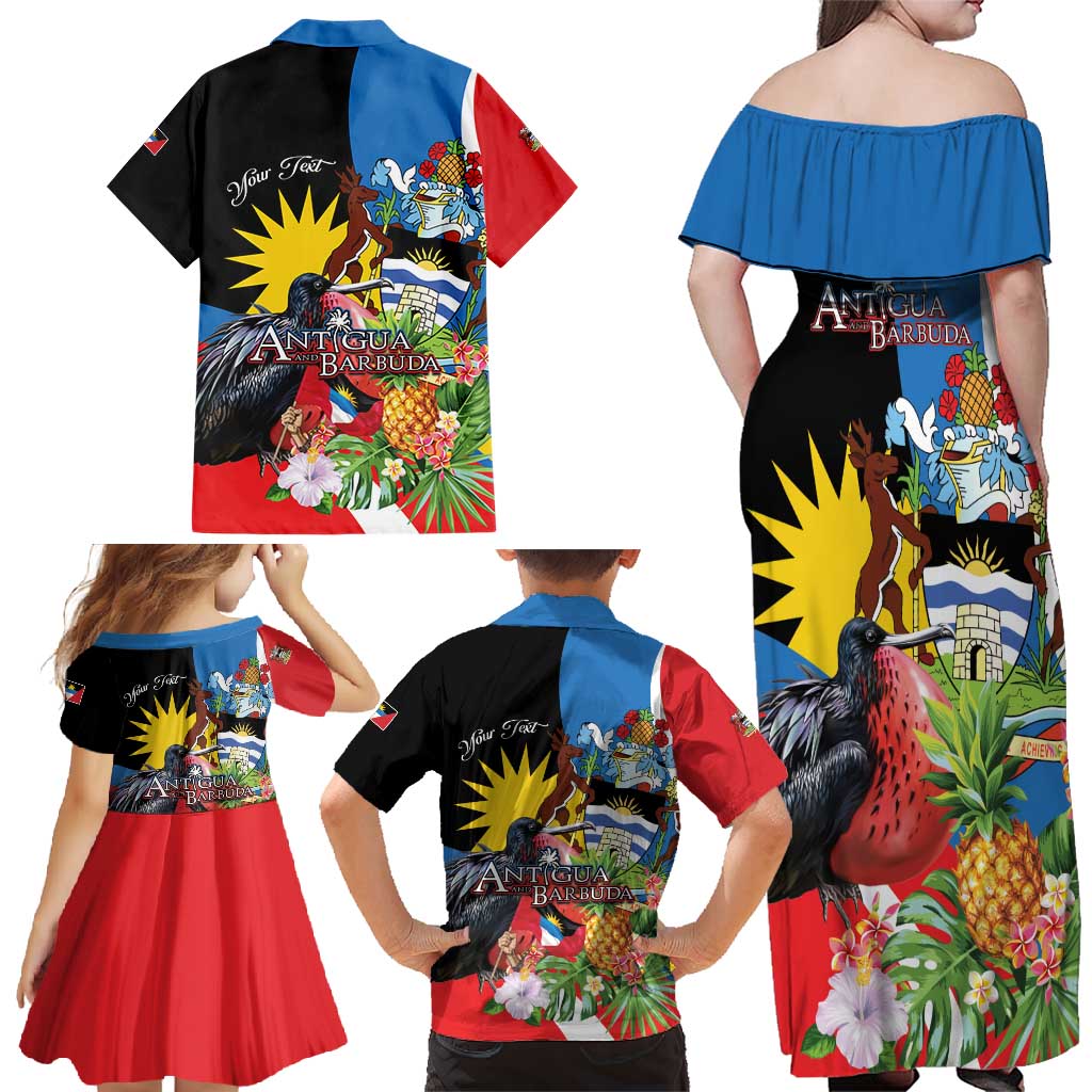 Antigua and Barbuda Magnificent Frigatebird Family Matching Off Shoulder Maxi Dress and Hawaiian Shirt Tropical Vibe - Wonder Print Shop