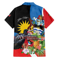 Antigua and Barbuda Magnificent Frigatebird Family Matching Short Sleeve Bodycon Dress and Hawaiian Shirt Tropical Vibe - Wonder Print Shop