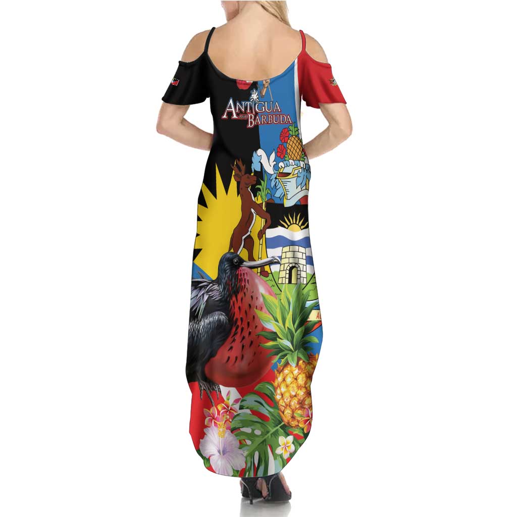 Antigua and Barbuda Magnificent Frigatebird Family Matching Summer Maxi Dress and Hawaiian Shirt Tropical Vibe - Wonder Print Shop