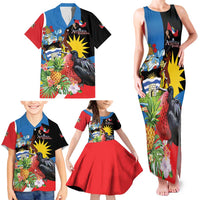 Antigua and Barbuda Magnificent Frigatebird Family Matching Tank Maxi Dress and Hawaiian Shirt Tropical Vibe - Wonder Print Shop