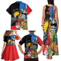 Antigua and Barbuda Magnificent Frigatebird Family Matching Tank Maxi Dress and Hawaiian Shirt Tropical Vibe - Wonder Print Shop