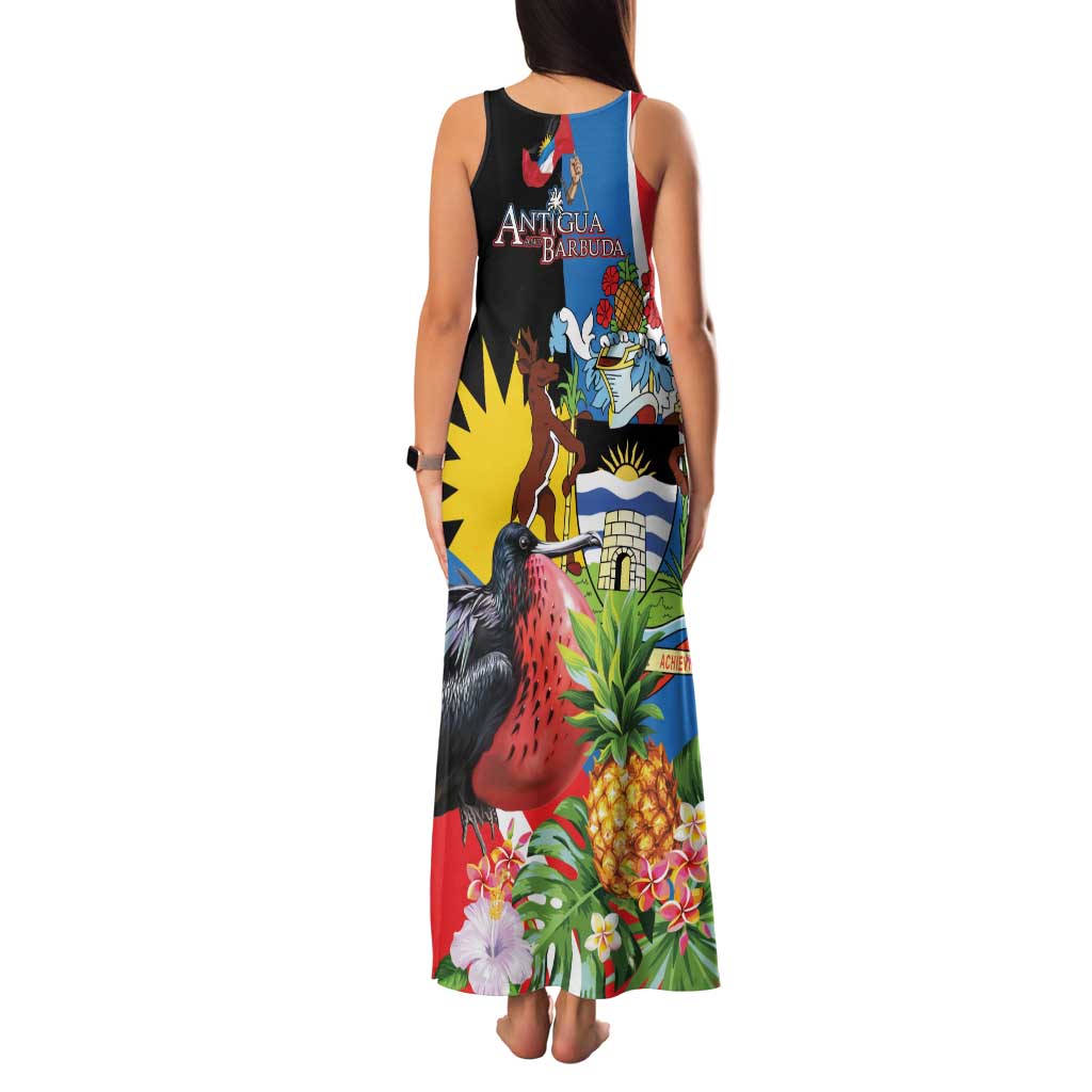 Antigua and Barbuda Magnificent Frigatebird Family Matching Tank Maxi Dress and Hawaiian Shirt Tropical Vibe - Wonder Print Shop