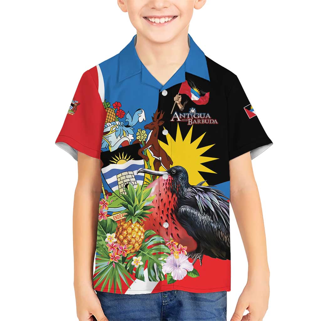 Antigua and Barbuda Magnificent Frigatebird Kid Hawaiian Shirt Tropical Vibe - Wonder Print Shop
