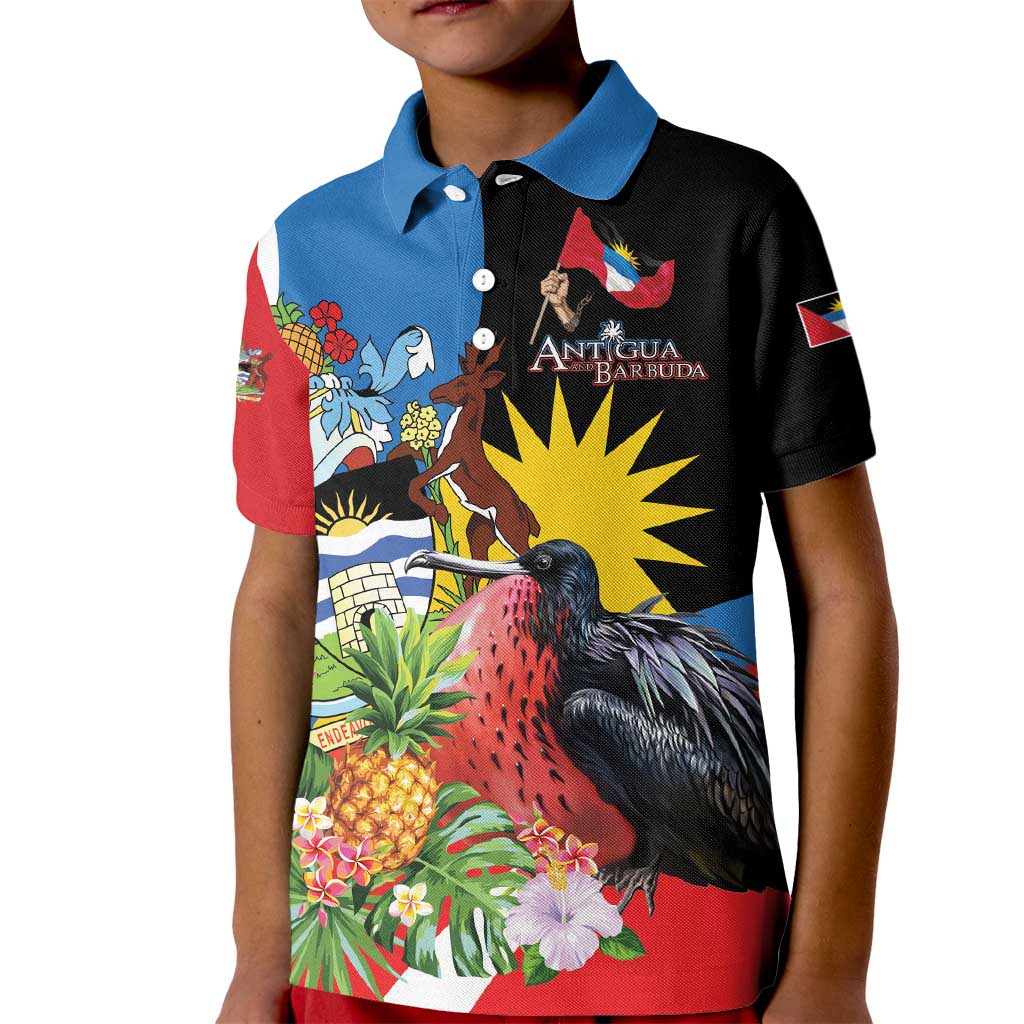 Antigua and Barbuda Magnificent Frigatebird Kid Polo Shirt Tropical Vibe - Wonder Print Shop