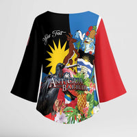 Antigua and Barbuda Magnificent Frigatebird Kimono Sleeve Blouse Tropical Vibe - Wonder Print Shop