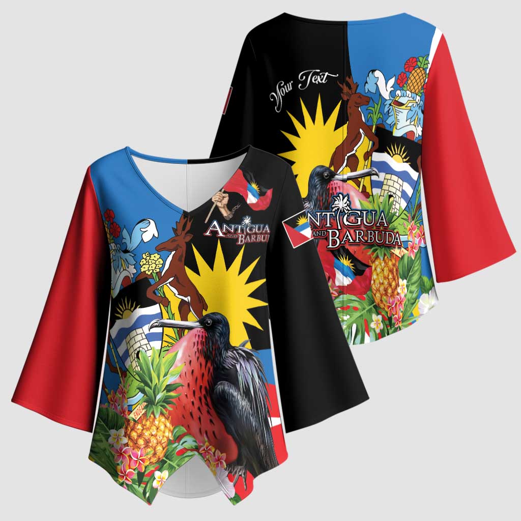 Antigua and Barbuda Magnificent Frigatebird Kimono Sleeve Blouse Tropical Vibe - Wonder Print Shop