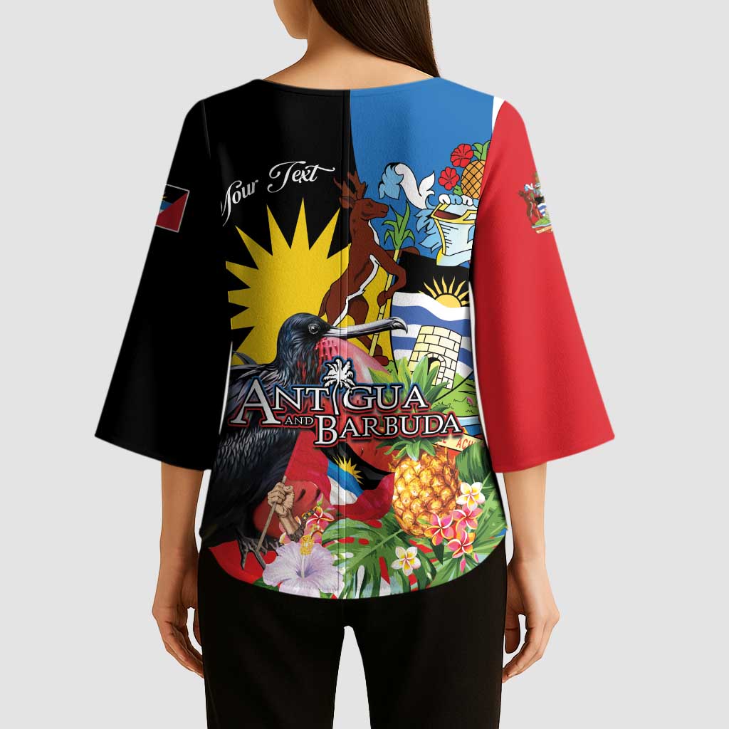 Antigua and Barbuda Magnificent Frigatebird Kimono Sleeve Blouse Tropical Vibe - Wonder Print Shop