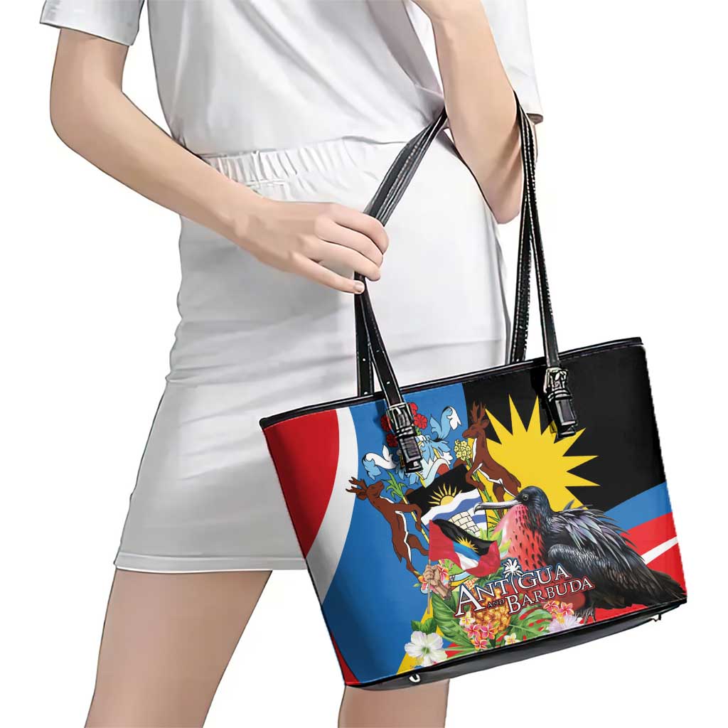 Antigua and Barbuda Magnificent Frigatebird Leather Tote Bag Tropical Vibe - Wonder Print Shop