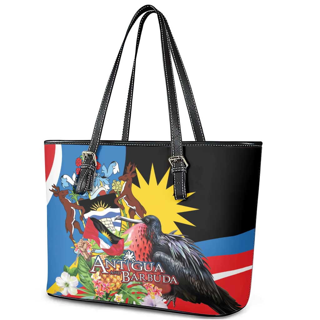 Antigua and Barbuda Magnificent Frigatebird Leather Tote Bag Tropical Vibe - Wonder Print Shop