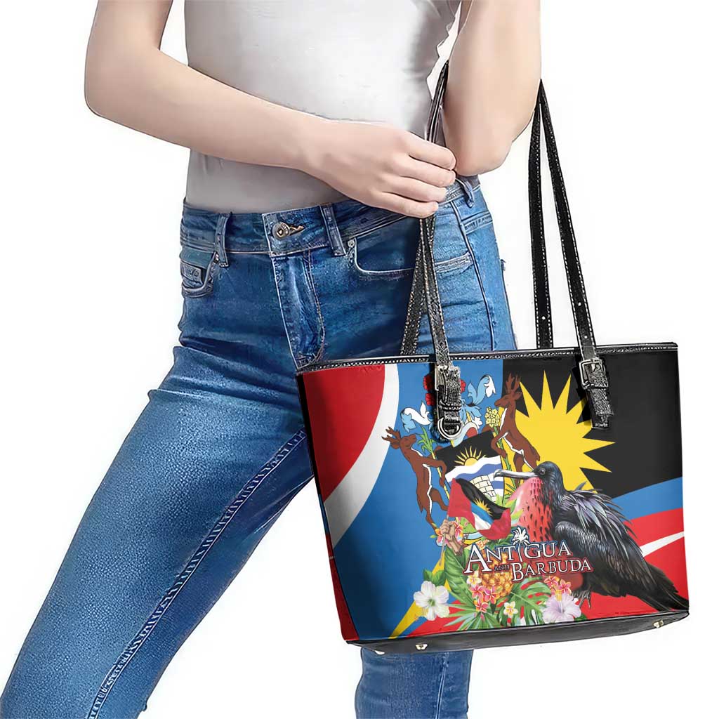 Antigua and Barbuda Magnificent Frigatebird Leather Tote Bag Tropical Vibe - Wonder Print Shop