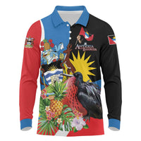 Antigua and Barbuda Magnificent Frigatebird Long Sleeve Polo Shirt Tropical Vibe - Wonder Print Shop